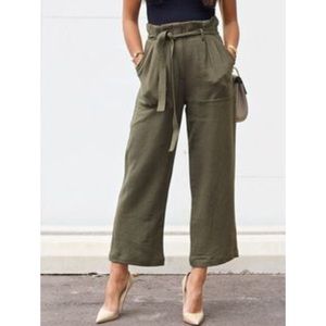 Lou and grey olive green wide leg crops